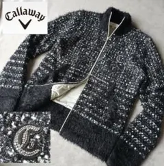 【キャロウェイ】人気セレクトモデル ボアデザイン×ゴルフブルゾンジャケット 黒M