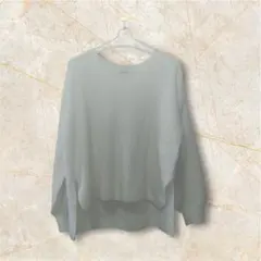 earth 畦目仕立て Vネック ニット プルオーバー アイボリー ※ほつれあり