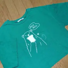【RETRO GIRL】クマのイラスト クロップドTシャツ ターコイズ
