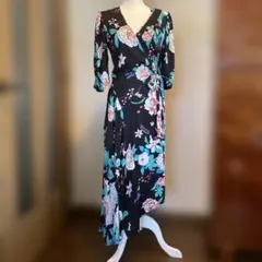 DIANE Von FURSTENBERG 花柄ラップワンピース 黒