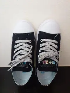 【コンバース　ALLSTAR】 ブラック　 シルバー靴紐　20cm