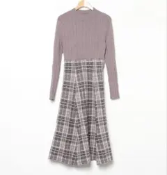 プロポーションボディドレッシング チェックニットドッキングワンピース ワンピース