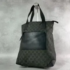 極美品！定番人気✨ GUCCI トートバッグ GGキャンバス 縦型 黒系 A4
