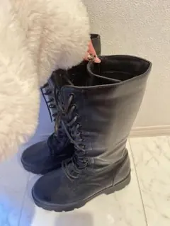 【使用済み】レディース レースアップ ロングブーツ Mサイズ