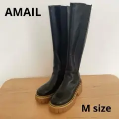【美品】AMAIL アマイル　サイドゴア　ロングブーツ　ブラック　Mサイズ