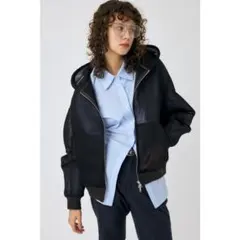 美品MOUSSY　SHEER CARDBOARD ジップアップフーディ ブラックのサムネイル