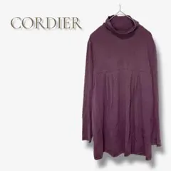 コルディア 日本製 タートルネック チュニック 長袖 パープル系 ワールド