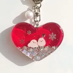 No.291 シマエナガのキーホルダ(ハート・レッド)