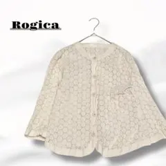 ロジカ ノーカラーブラウス カットワークレース 綿100% 透け感 Z8952⭐︎