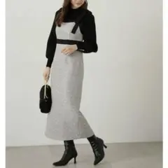 PROPORTIONBODYDRESSINGツイードリボンジャンスカワンピースM