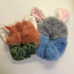 ズートピア シュシュ 2個セット ジュディ ニック うさみみ きつねみみ