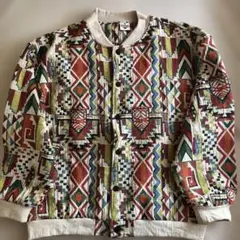 HOOK- パッチワーク柄幾何学模様 ゴブランブルゾン Ｌサイズ