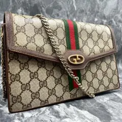 ✨美品✨GUCCI GG シェリーライン ショルダーバッグ ブラウン レザー