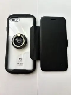 iFace iPhoneSE(第2/3世代) ケース＆リング セット ブラック