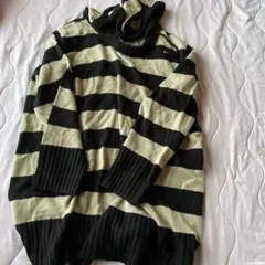 ストライプ フード付きセーター 4L