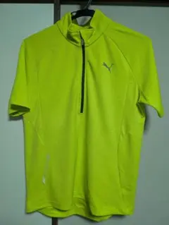 PUMA 蛍光イエローハーフジップTシャツ（Ｓ）