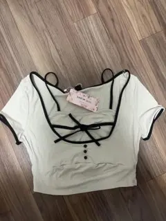 SHEIN Lサイズ リブ編み半袖トップス