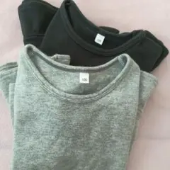 100 フリル付き長袖カットソー2枚グレー＆黒