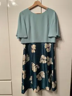 Ba Dre⭐️パーティドレス⭐️緑色⭐️花柄⭐️半袖⭐️サイズ13AR⭐️お呼ばれドレス