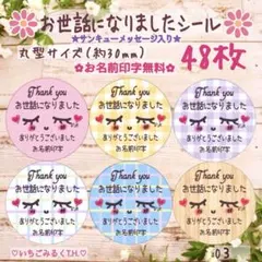 O3 お世話になりましたサンキュー入シール スマイルニコちゃん 丸型 6色48枚