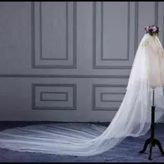 ロング ウェディングベール 2層 ベールダウン 結婚式 ブライダル