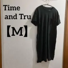 Time and Tru 【M】半袖 ワンピース ブラック 無地 シンプル 黒