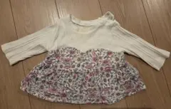 【美品】petit main フラワープリント長袖トップス 90cm