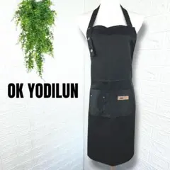 3495【OK YODILUN】美品 エプロン キッチン 料理 主婦 ブラックのサムネイル
