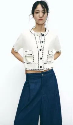 ZARA ステッチニットジャケット