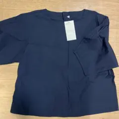 新品タグ付⭐︎無印　洗いざらしブロード五分袖ブラウス XS-S