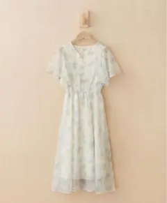 花柄シフォンワンピース 半袖 ロング丈