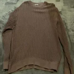 【古着】編み込みニットセーター　L