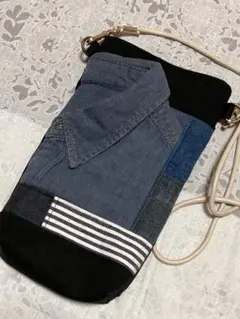 デニムリメイク サコッシュ スマホショルダーバッグ　ポシェット　ハンドメイド
