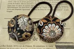インド刺繍リボンヘアゴム 2個セット　黒