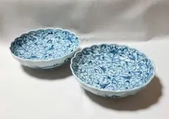 有田焼 藤太郎窯 染付花唐草 盛皿 2枚のサムネイル