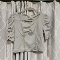 evelyn エブリン　レースクロス半袖リブトップス tops ピンクのサムネイル