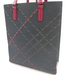 BURBERRY LONDON トートバッグ レザー 赤 黒 バーバリーロンドン
