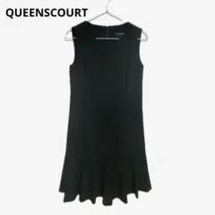 QUEENSCOURT ノースリーブワンピース ブラック 膝丈 マーメイド 黒