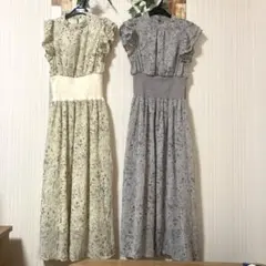 お得！2点セットINGNI フリル袖 花マキシ丈 ワンピース M