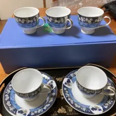 青と白のティーカップ 5個セット