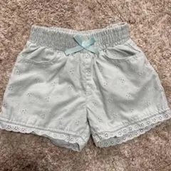 花柄刺繍　ライトグリーン　110 ショートパンツ