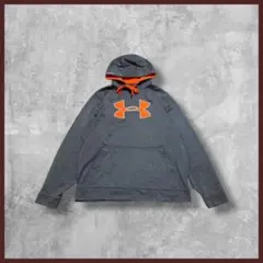 US古着 UNDER ARMOUR ビッグロゴ パーカー長袖 グレー XLサイズ