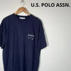 U.S. POLO ASSN. ロゴ刺繍Tシャツ ブラック M オーバーサイズ
