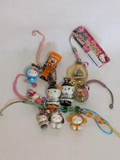 難あり　訳あり　ジャンク品　キティ　根付　ストラップ　ご当地　9点セット