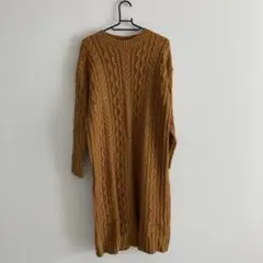 UNIQLO ニットワンピース ケーブルニット イエロー Mサイズ 秋 冬