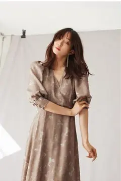 フレイアイディ　ジャガードフラワーカシュクールワンピース