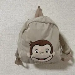 おさるのジョージの顔刺繍リュック