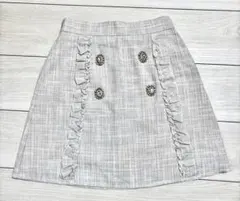 【美品】 evelyn ツイード ライトグレー ビジュー ミニスカート