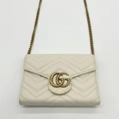 GUCCI グッチ GGマーモント 白 ホワイト 領収書付き 正規品 - メルカリ
