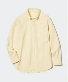 ユニクロUNIQLO オックスフォードストライプシャツ イエローMサイズ